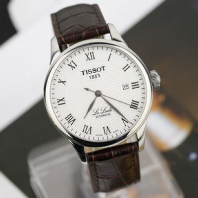 Luxury TISSOT 1853 Men watch / SS White / Brown Leather Watch